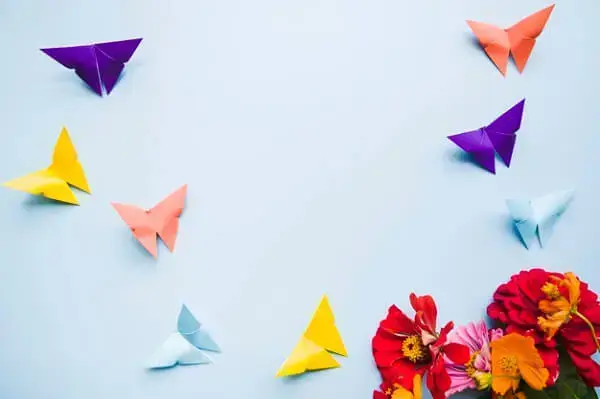 Origami fácil borboletas coloridas 