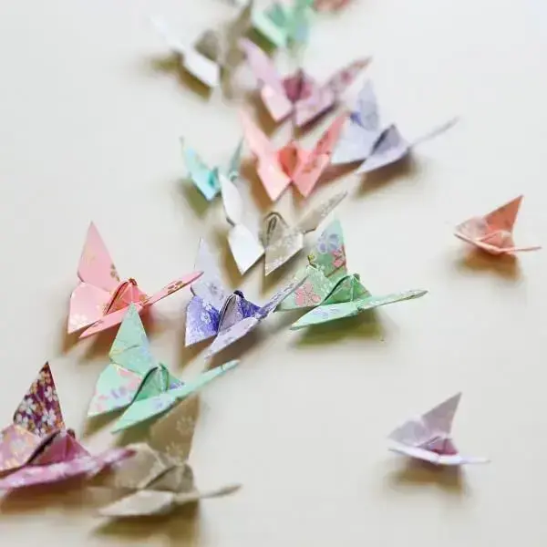 Origami fácil borboletas estampadas