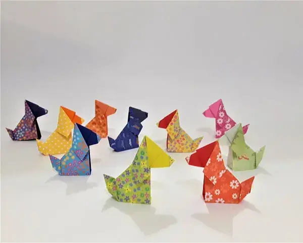 Origami fácil cachorros estampados