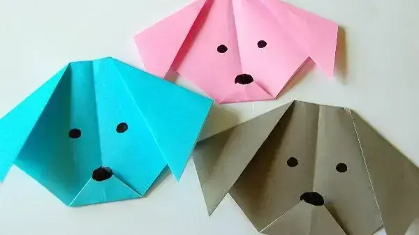 Origami fácil cães coloridos
