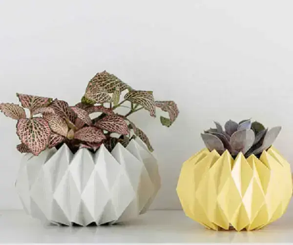Origami fácil decoração vasos