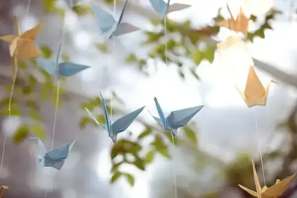 Origami fácil pássaro azul