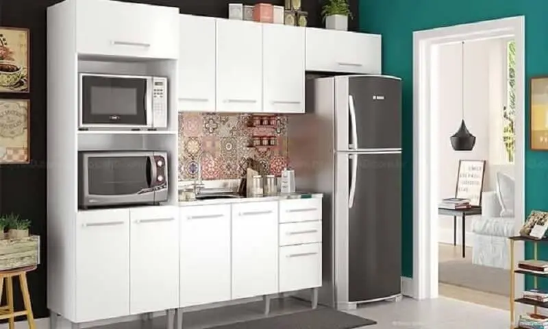 armário de cozinha modulado branco Foto Lojas KD