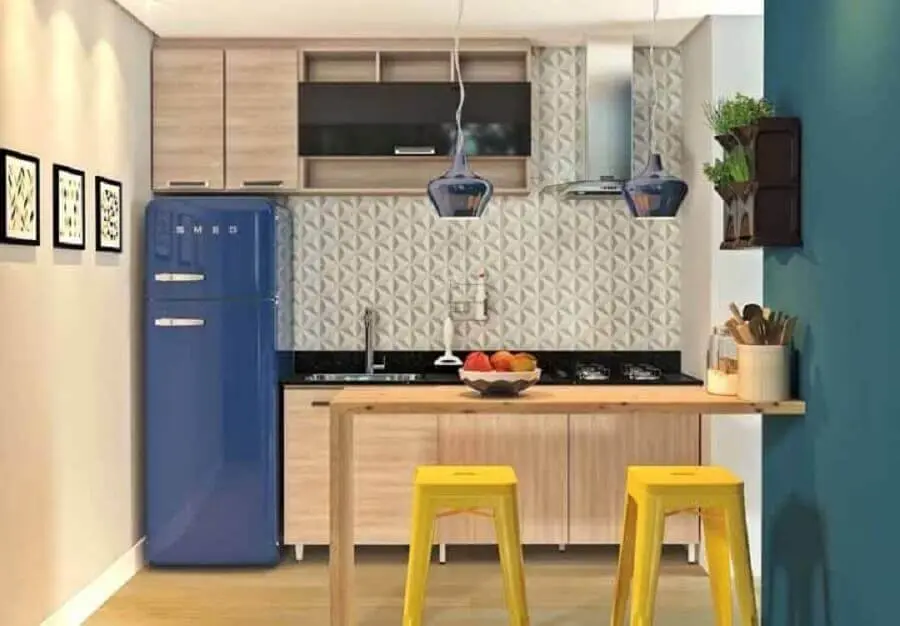 armários de madeira para cozinha modulada pequena Foto Panorama Móveis