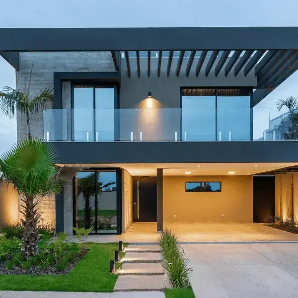 casa contemporânea concreto e metal aparentes