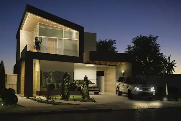 casa contemporânea moderna janela e garagem