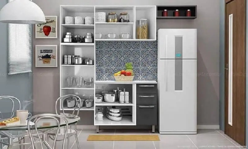 cozinha modulada com armários de nichos Foto Lojas KD