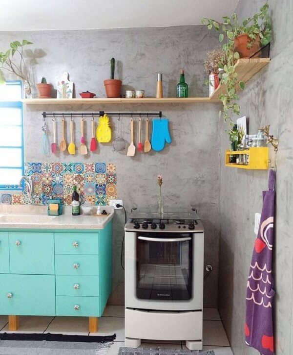 cozinha vintage colorida simples