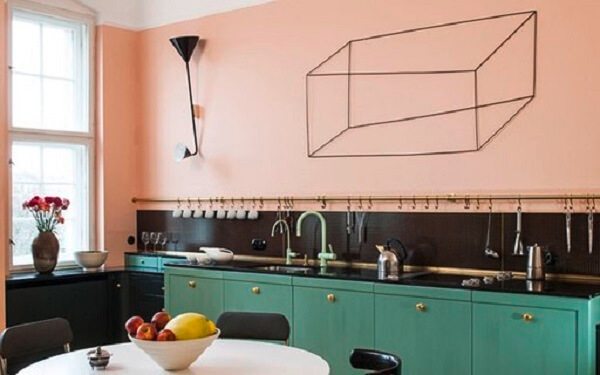 cozinha vintage verde e rosa