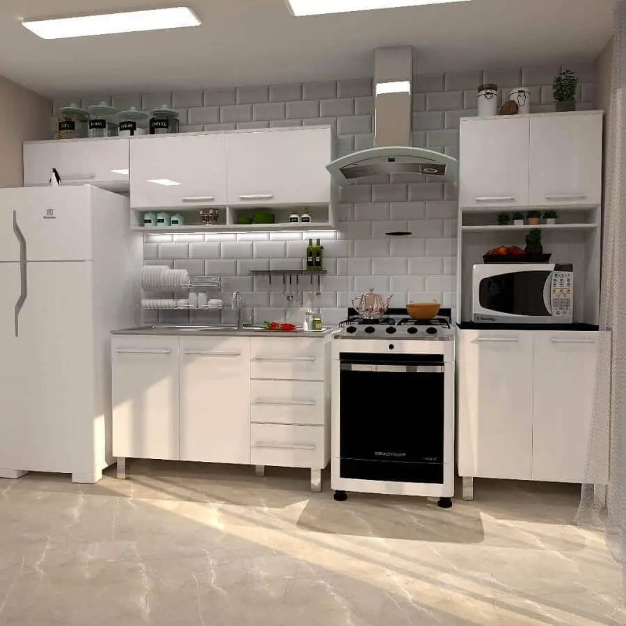 decoração clean para cozinha modulada branca Foto Dekora Casa