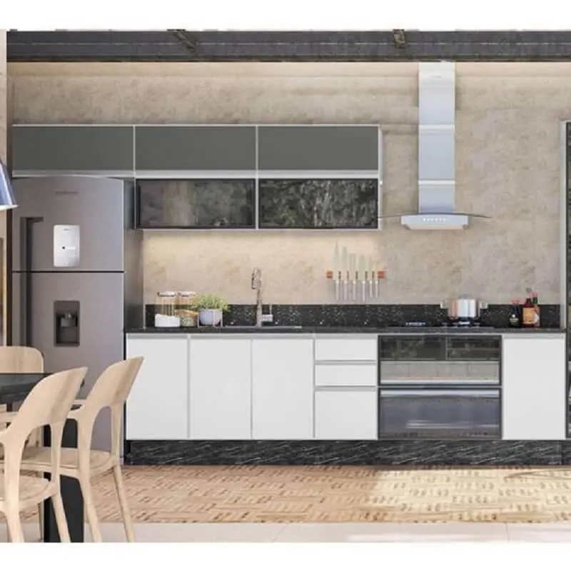 decoração moderna para cozinha modulada cinza e branca Foto Pinterest