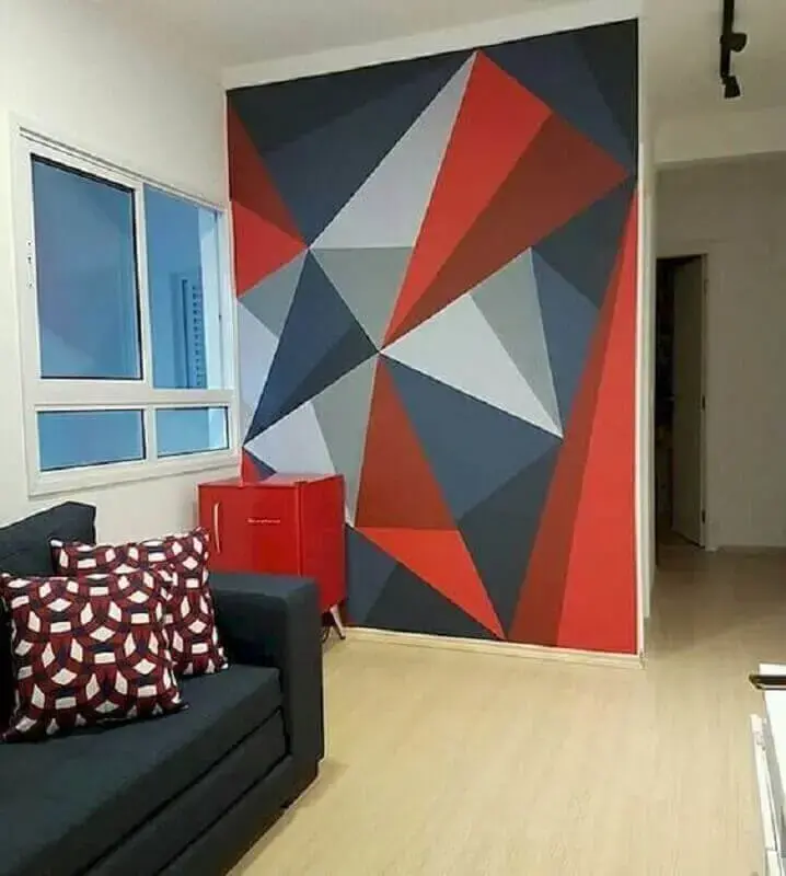 decoração simples para sala com papel de parede colorido Foto 33Decor