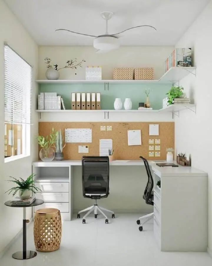escrivaninha de canto branca para decoração de escritório em casa Foto Pinterest