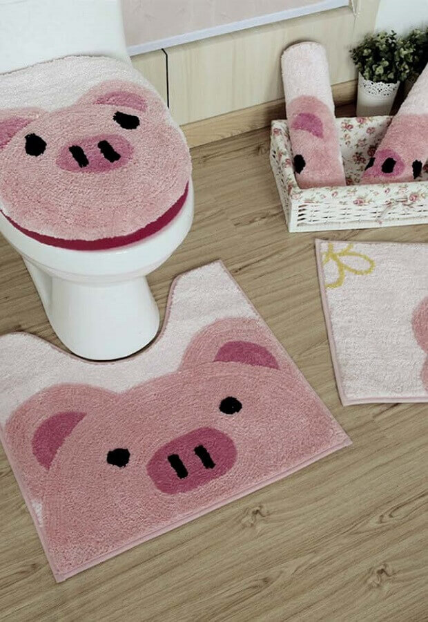 jogo de banheiro de porquinho Foto Construindo Minha Casa Clean