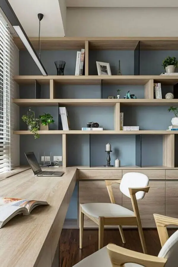 mesa de escritório com armário de madeira planejado Foto Futurist Architecture