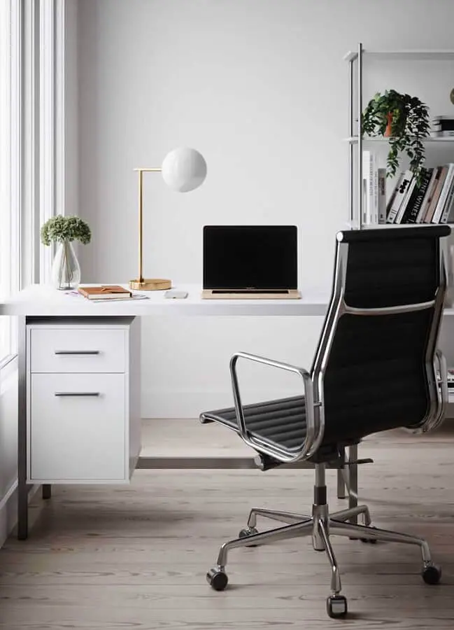 mesa de escritório simples com gavetas Foto Pinterest