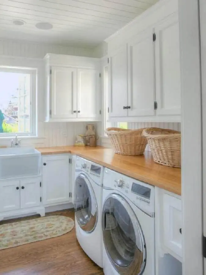 modelo de armário para lavanderia planejada com estilo clássico Foto Ideias para Decorar