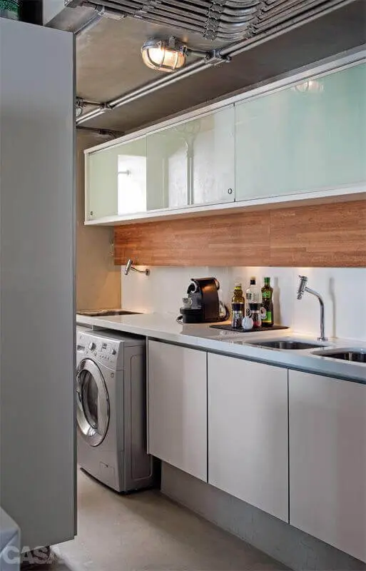 modelos de lavanderia planejada com decoração moderna Foto Casa com Moda