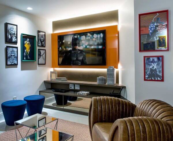 Monte sua sala de tv com o lindo painel para tv colorido