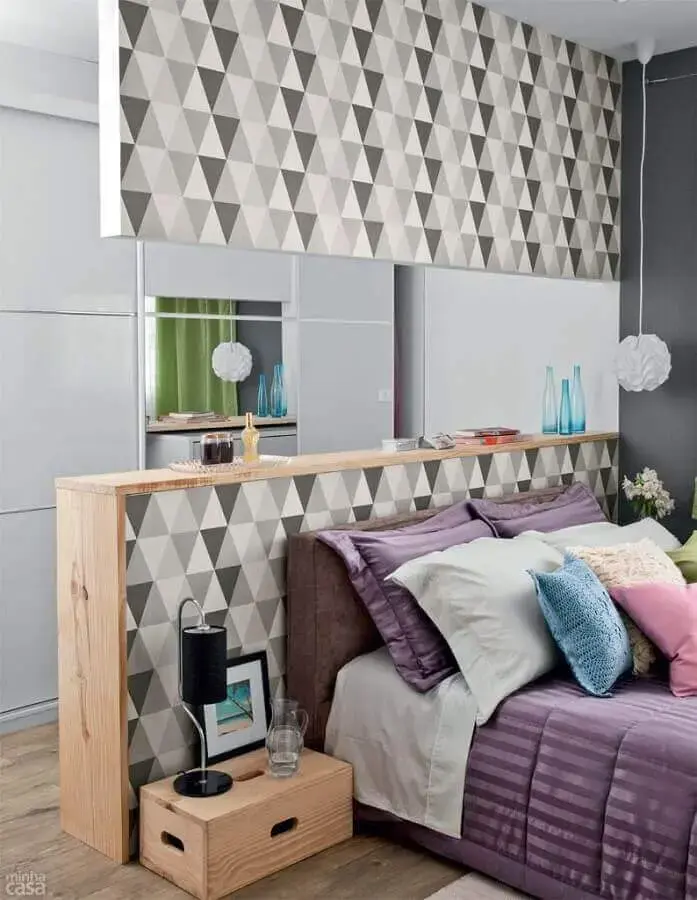 papel de parede cinza para decoração de quarto moderno Foto Pinterest