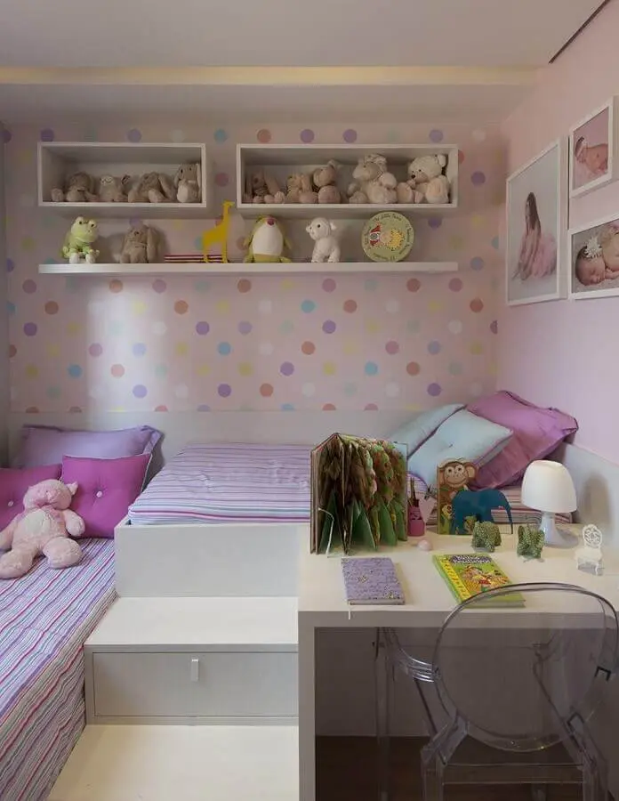 papel de parede colorido para decoração de quarto de menina planejado Foto Archidea