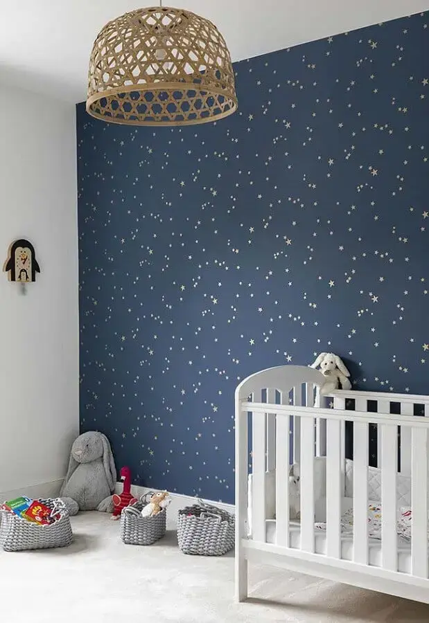 papel de parede para quarto de bebê azul e branco Foto Ok Chicas