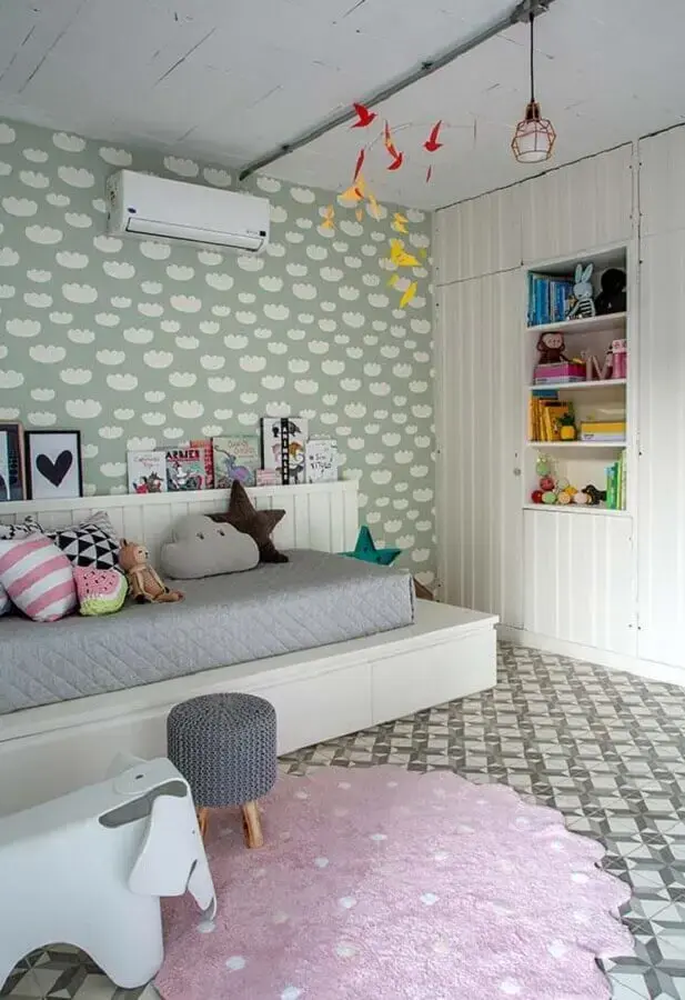 papel de parede para quarto de menina com decoração lúdica Foto Ultimas Decoração