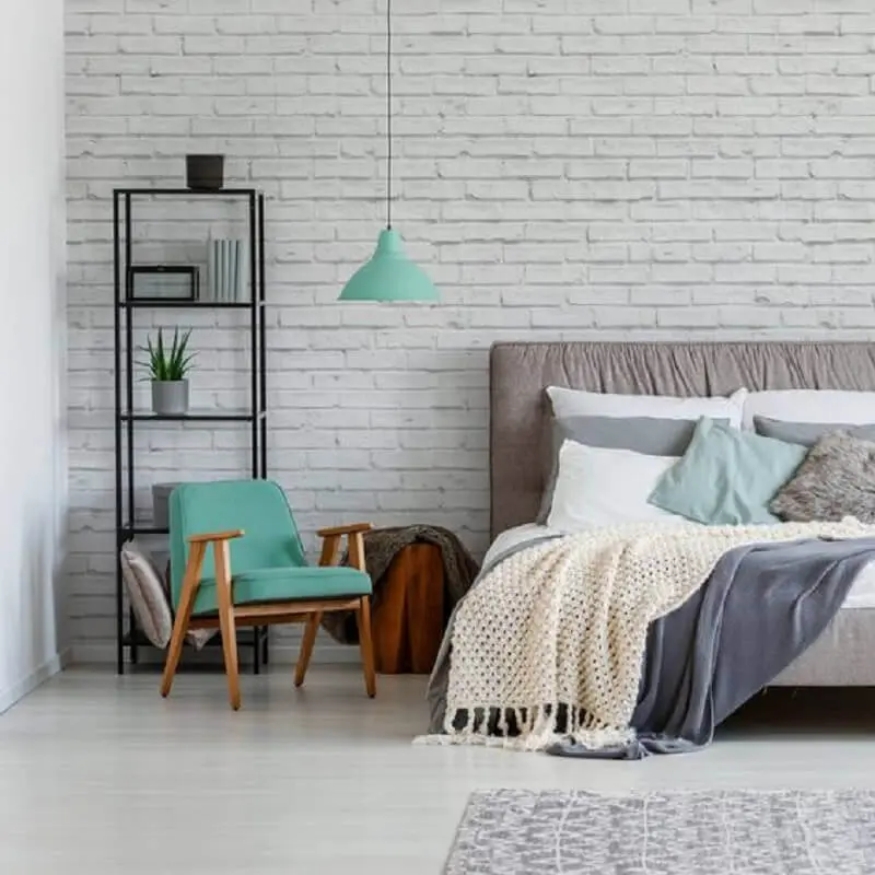 papel de parede tijolinho para decoração de sala de estar simples Foto Pinterest