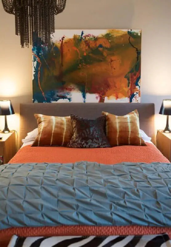 quadro abstrato colorido para decoração de quarto de casal Foto Webcomunica