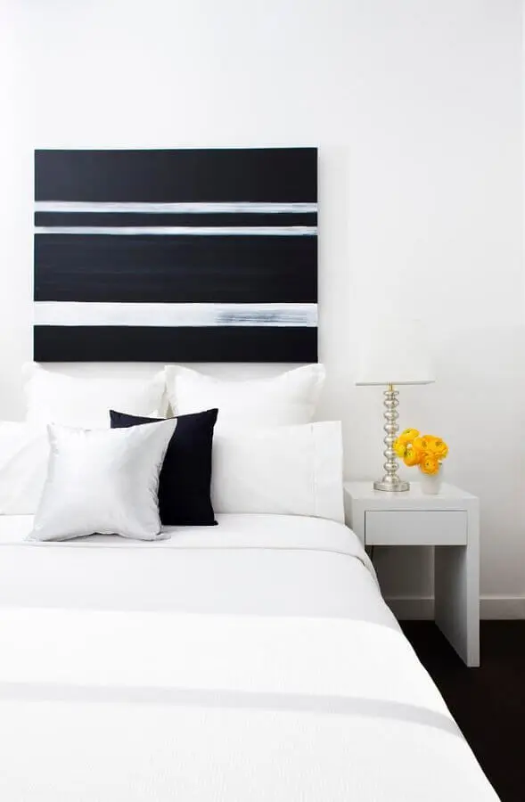 quadro abstratos geométricos para decoração de quarto todo branco Foto Pinterest
