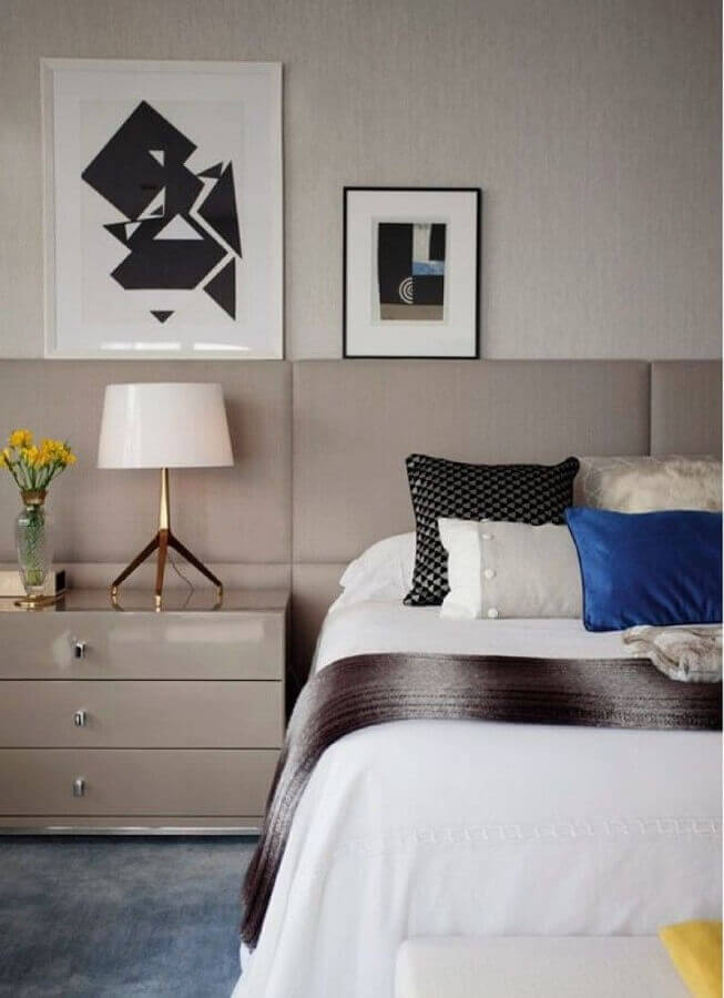 quadros decorativos abstratos para quarto de casal moderno Foto Paula Magnani Arquitetura