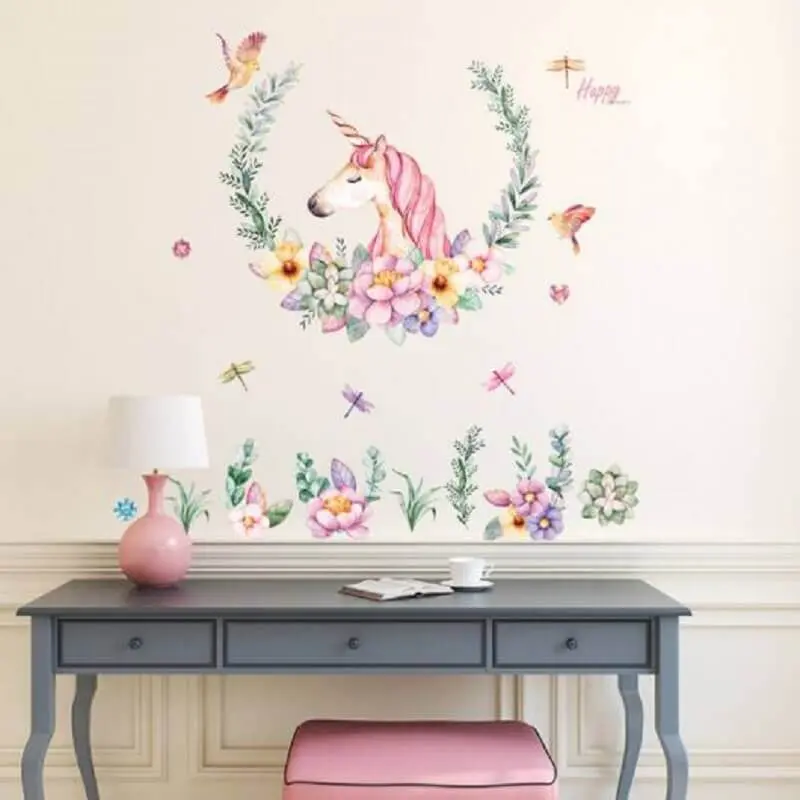 adesivo de parede para decoração de quarto de unicórnio Foto Pinterest