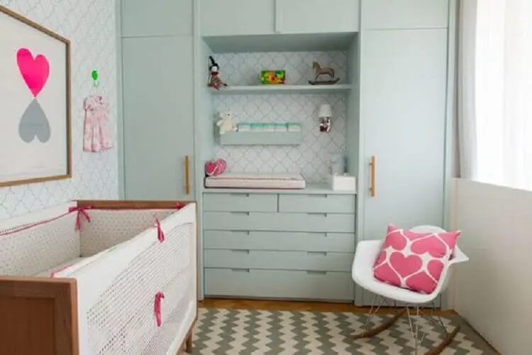 armário verde água para quarto de bebê planejado Foto Solo Infantil