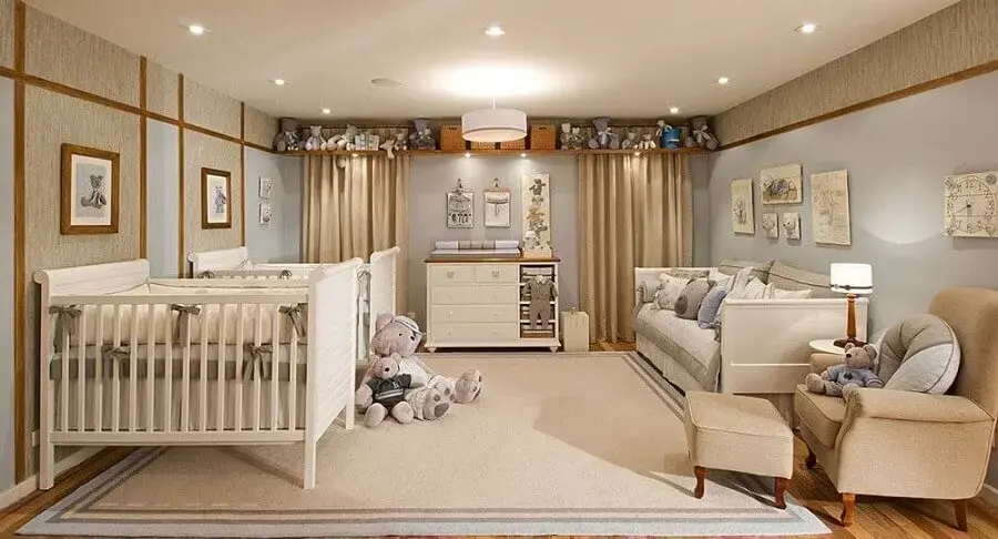 cor creme e azul claro para decoração de quarto de bebê Foto Webcomunica