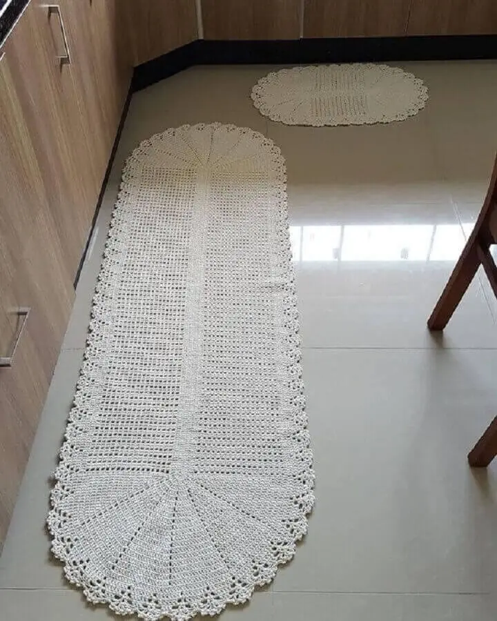 decoração com tapete passadeira de crochê Foto Pinterest