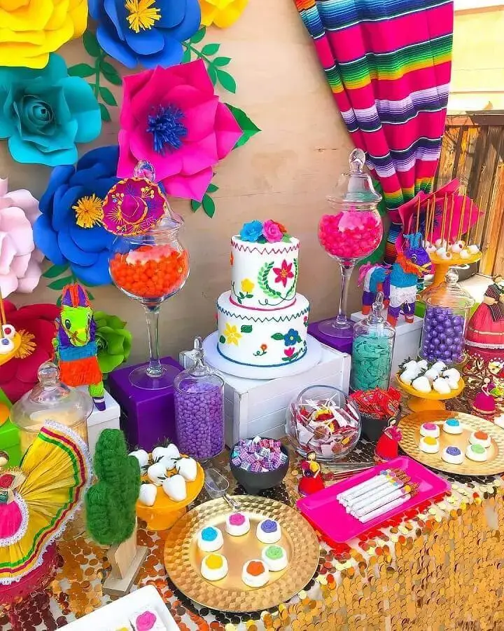 decoração de mesa de festa mexicana Foto Sweet Tooth Candy Buffets