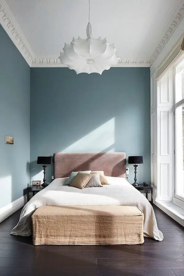 decoração de quarto com cabeceira casal bege estofada Foto Architect's Republic