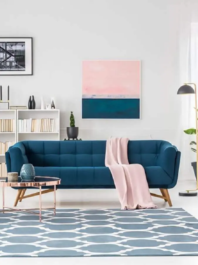 decoração de sala azul e rosa Foto New Home Design