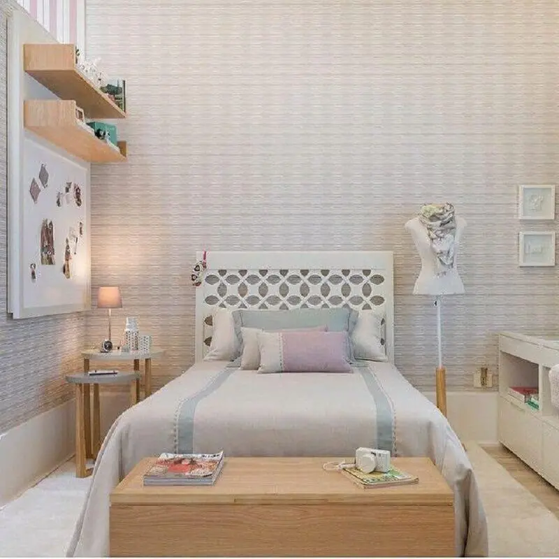 decoração em tons neutros para quarto de solteiro feminino Foto Pinterest