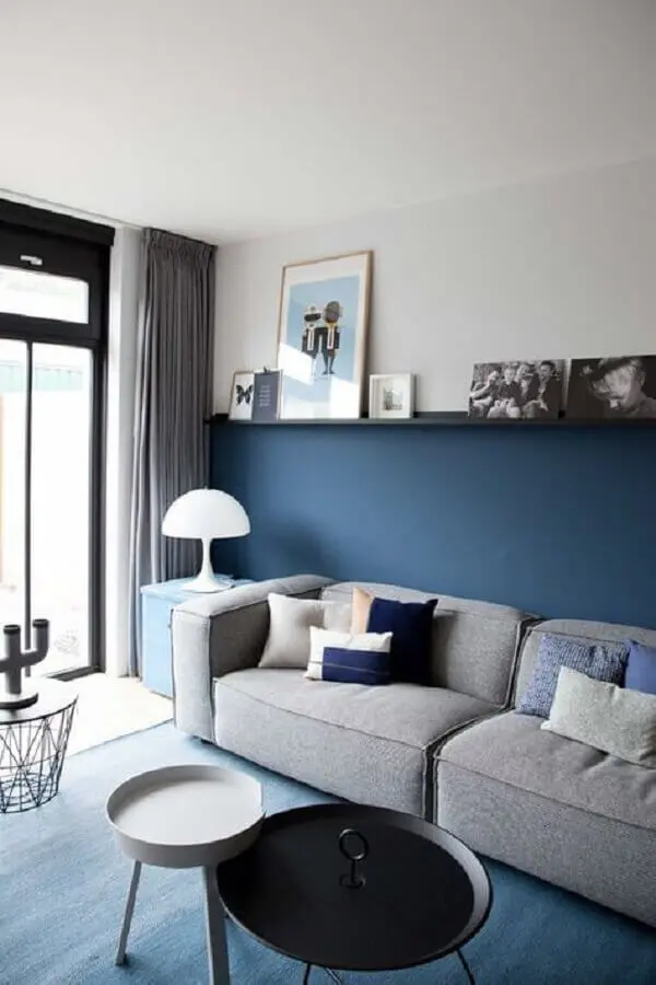 decoração moderna para sala azul e cinza Foto Casa Vogue