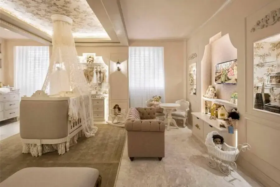 decoração provençal para quarto de bebê planejado amplo Foto Revista VD
