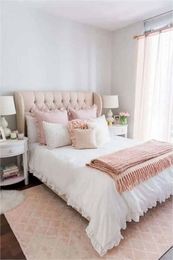 decoração romântica para quartos bonitos femininos branco e rosa Foto Nursery Bedding Decor