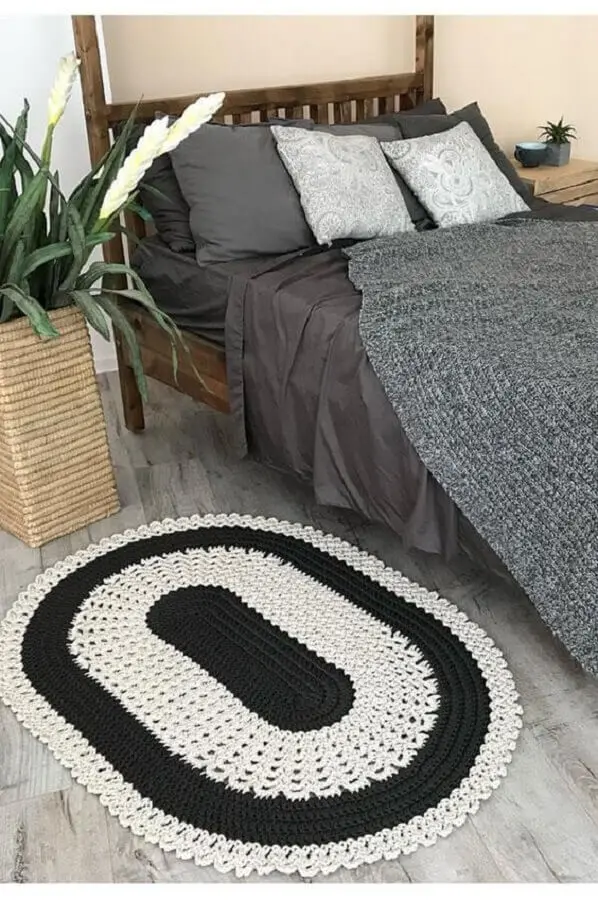 decoração simples com tapete para quarto de crochê Foto Crochet Sample