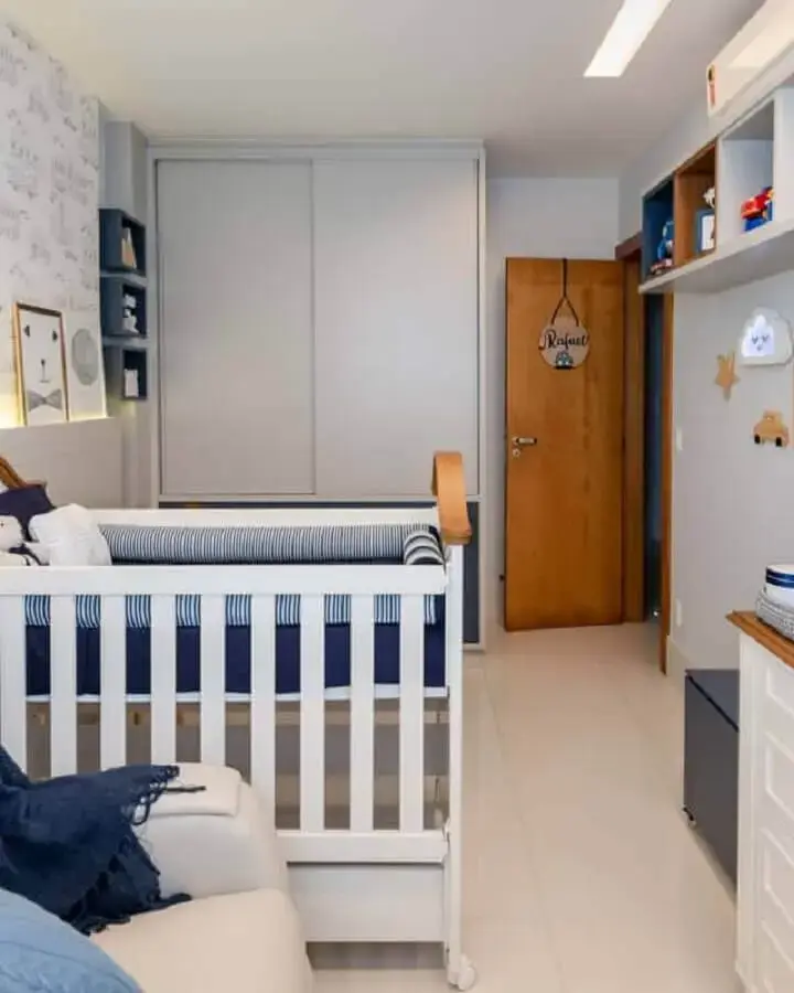 decoração simples para quarto de bebê planejado menino Foto Artcom Móveis Planejados
