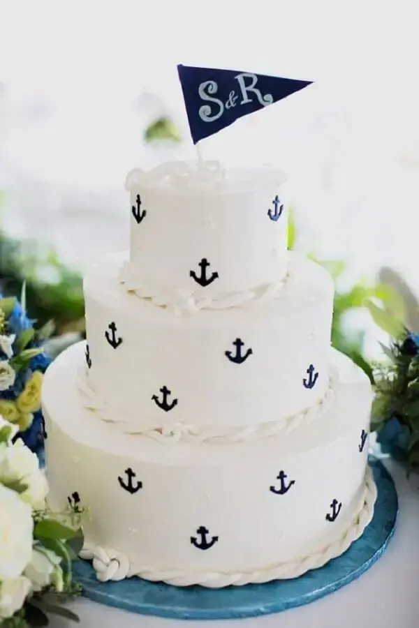 lindo bolo personalizado para tema de mesversário menino marinheiro Foto A Minha Festinha