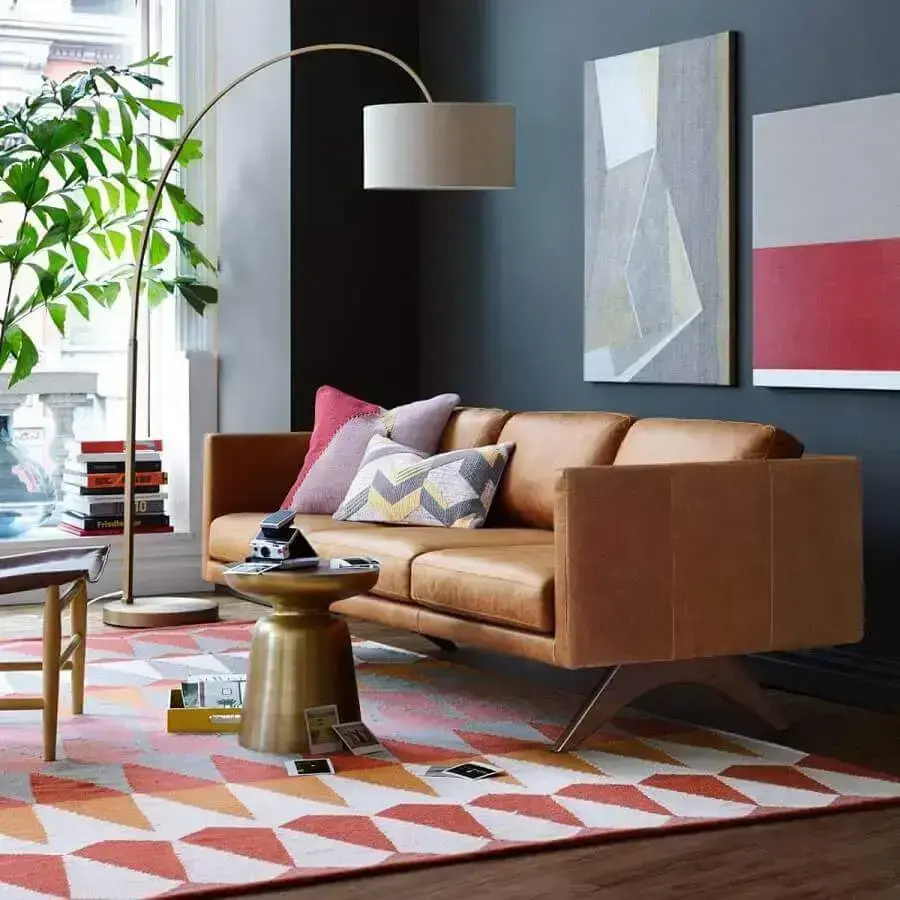 modelo moderno de sofá de couro marrom Foto Pinterest