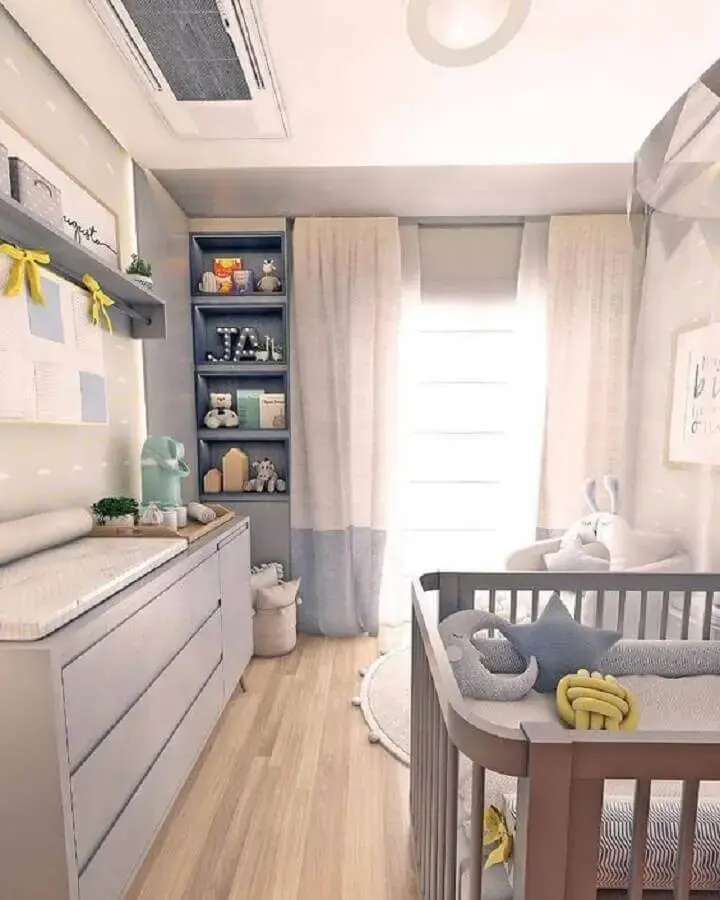 móveis planejados para quarto de bebê azul e branco Foto Pinterest