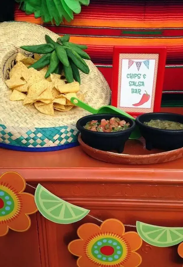 nachos dentro de sombreiro para festa mexicana cardápio Foto Pinterest