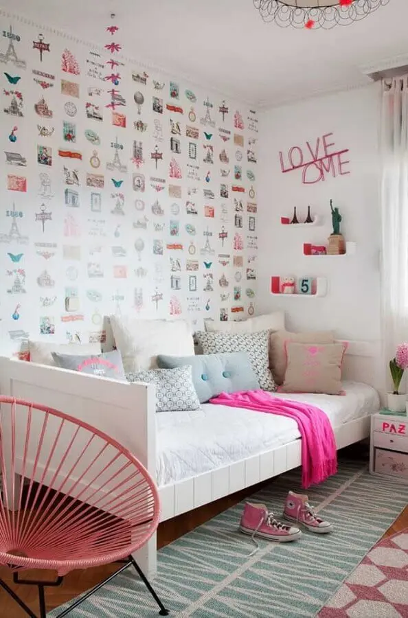 papel de parede para decoração de quarto de solteiro feminino simples Foto We Love It