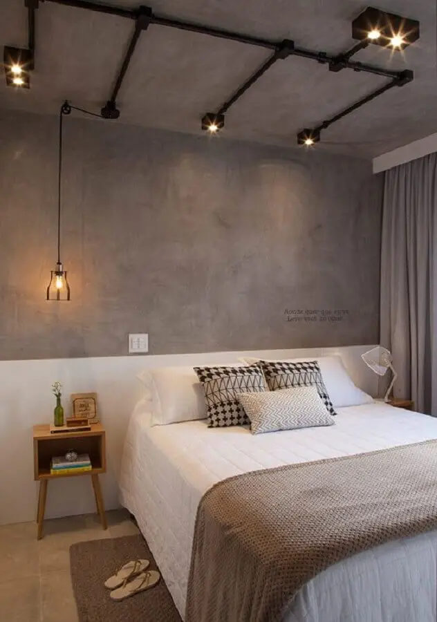 quarto simples e bonito com decoração com estilo industrial Foto Pinterest